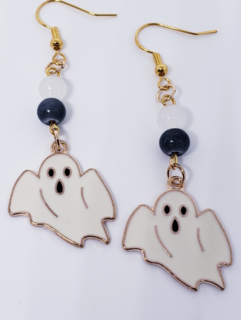 Handmade Glass Beaded Halloween Ghost Earrings